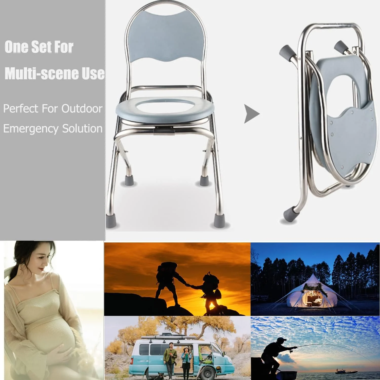 U-HOOME Portable Toilet Commode Chair, Portable Camping Toilet for Adults, Stainless Steel Portable Foldable Toilet for Car Camping Travel Toilet,Portable Potty for Adults Perfect for Outdoor Living U-HOOME Portable Toilet Commode Chair, Portable Camping Toilet for Adults, Stainless Steel Portable Foldable Toilet for Car Camping Travel Toilet,Portable Potty for Adults Perfect for Outdoor Living