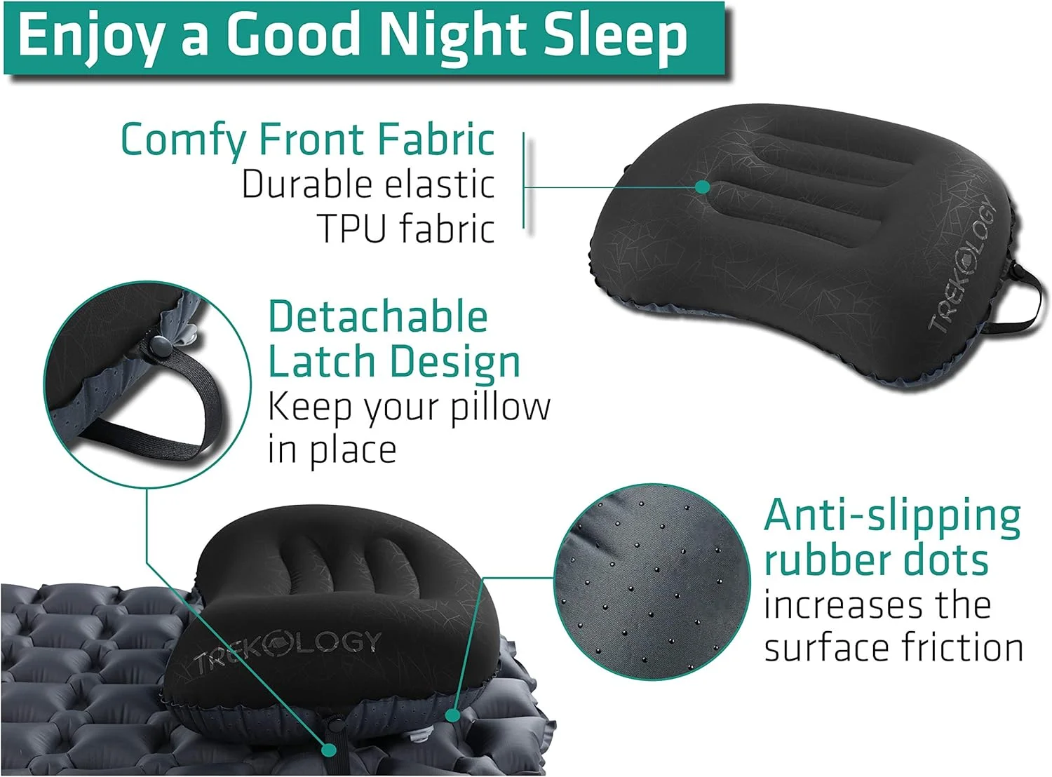 Trekology Ultralight Inflating Camping Travel Pillow - ALUFT 2.0 Compressible, Compact, Inflatable, Comfortable, Ergonomic Pillows for Neck & Lumbar Support While Camp, Backpacking Trekology Ultralight Inflating Camping Travel Pillow - ALUFT 2.0 Compressible, Compact, Inflatable, Comfortable, Ergonomic Pillows for Neck & Lumbar Support While Camp, Backpacking