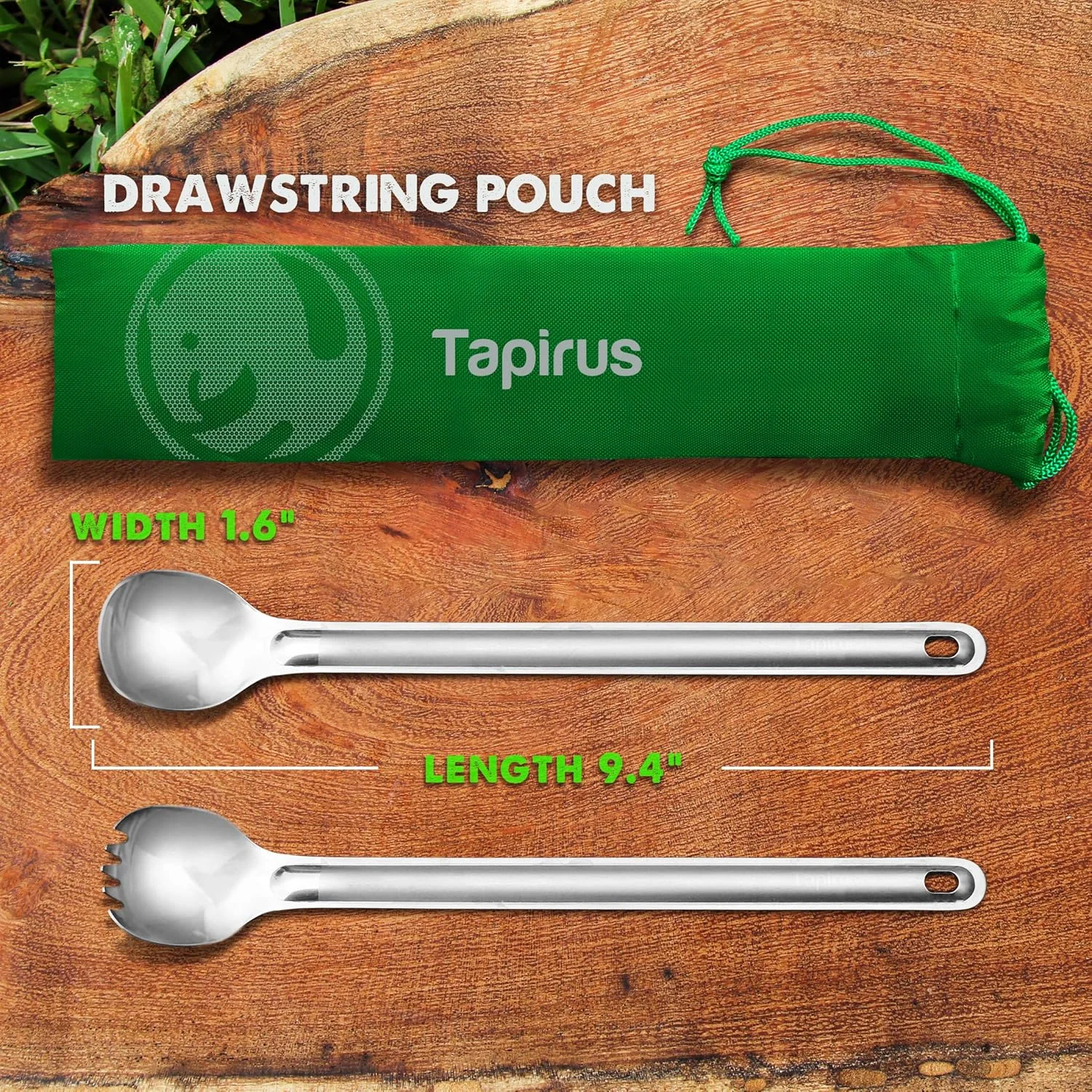ست قاشق چنگالی بلند و قاشق بلند Tapirus | ظروف غذاخوری استیل ضد زنگ با دسترسی عمیق برای کیسه های غذای آماده | دست ها را تمیز و دور از گرما نگه دارید | کیف حمل ایده آل برای پیاده روی، کمپینگ، کوله گردی ست قاشق چنگالی بلند و قاشق بلند Tapirus | ظروف غذاخوری استیل ضد زنگ با دسترسی عمیق برای کیسه های غذای آماده | دست ها را تمیز و دور از گرما نگه دارید | کیف حمل ایده آل برای پیاده روی، کمپینگ، کوله گردی