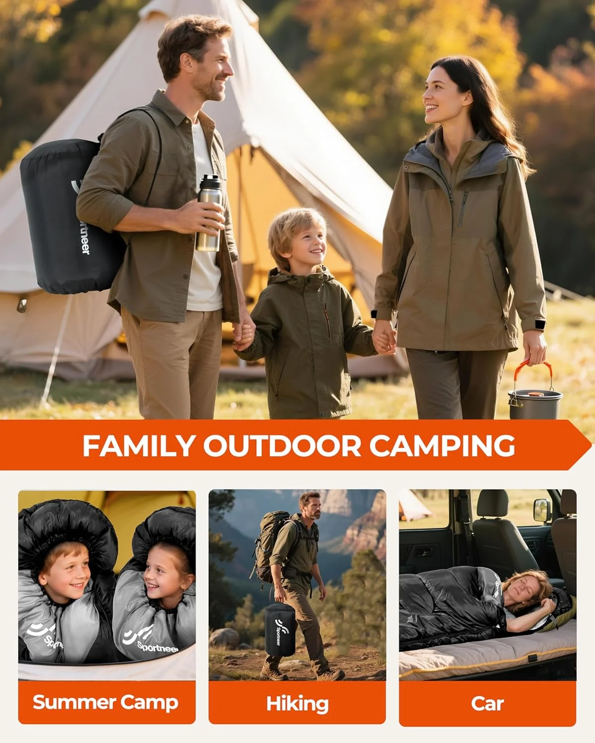 Outdoor Sleeping Bag for Camping: Sportneer 3-4 Seasons Summer Sleeping Bag Winter Sleeping Bag Small Pack Size Portable Ultralight 1.7 kg Full Filling for Adults Trekking Travel Outdoor Sleeping Bag for Camping: Sportneer 3-4 Seasons Summer Sleeping Bag Winter Sleeping Bag Small Pack Size Portable Ultralight 1.7 kg Full Filling for Adults Trekking Travel