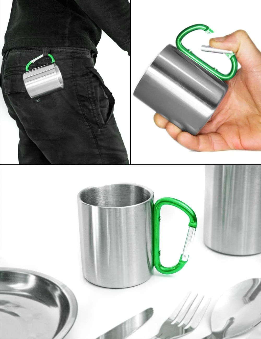 Outdoor Mug | Camping Mug | Compact and Lightweight 200ml with Screwed Carabiner Handle | for Hiking, Hiking, Work