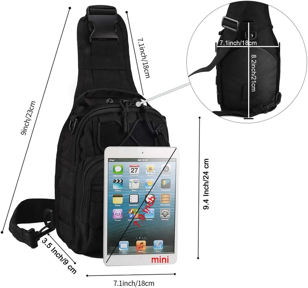 Novemkada Tactical Shoulder Bag,1000D Outdoor Military Sling Daypack Backpack