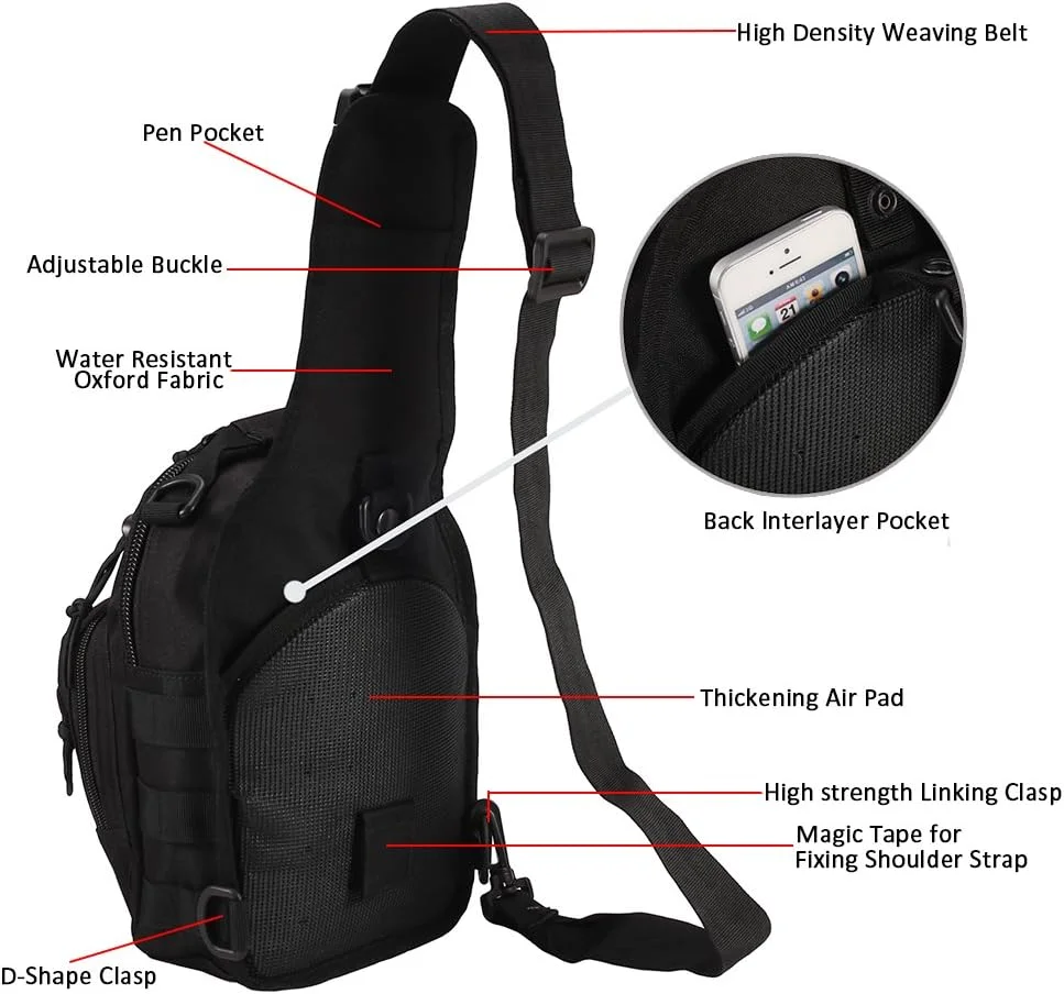 Novemkada Tactical Shoulder Bag,1000D Outdoor Military Sling Daypack Backpack