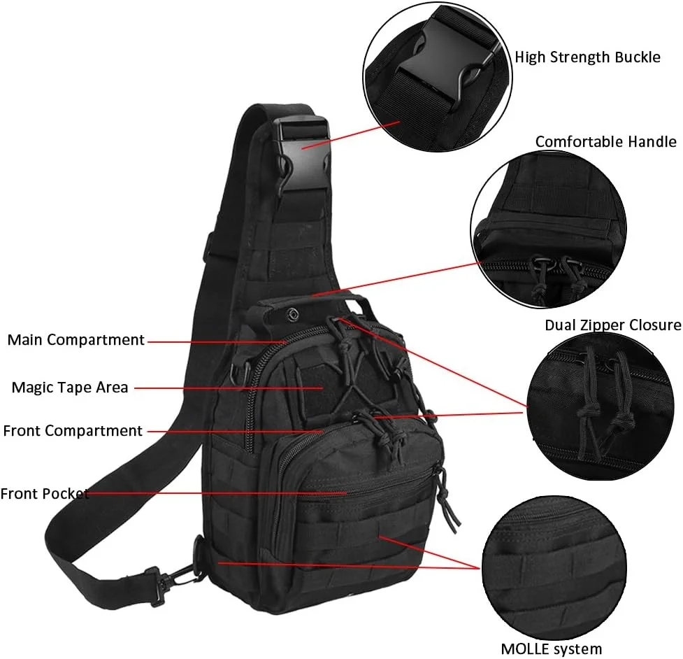 Novemkada Tactical Shoulder Bag,1000D Outdoor Military Sling Daypack Backpack