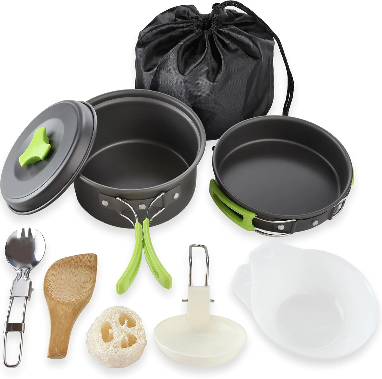MalloMe Camping Cookware Mess Kit Backpacking Gear & Hiking Outdoors Bug Out Bag Cooking Equipment Cookset | Lightweight, Compact, Durable Pot Pan Bowls - Free Folding Spork, Nylon Bag, Ebook MalloMe Camping Cookware Mess Kit Backpacking Gear & Hiking Outdoors Bug Out Bag Cooking Equipment Cookset | Lightweight, Compact, Durable Pot Pan Bowls - Free Folding Spork, Nylon Bag, Ebook