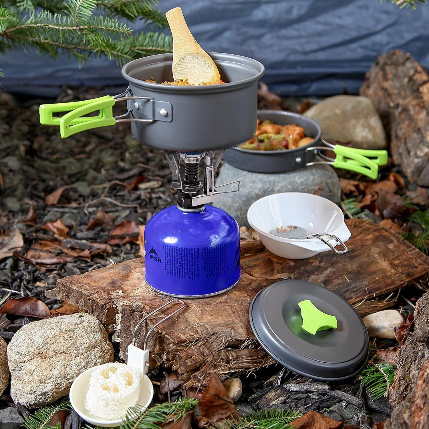 MalloMe Camping Cookware Mess Kit Backpacking Gear & Hiking Outdoors Bug Out Bag Cooking Equipment Cookset | Lightweight, Compact, Durable Pot Pan Bowls - Free Folding Spork, Nylon Bag, Ebook MalloMe Camping Cookware Mess Kit Backpacking Gear & Hiking Outdoors Bug Out Bag Cooking Equipment Cookset | Lightweight, Compact, Durable Pot Pan Bowls - Free Folding Spork, Nylon Bag, Ebook