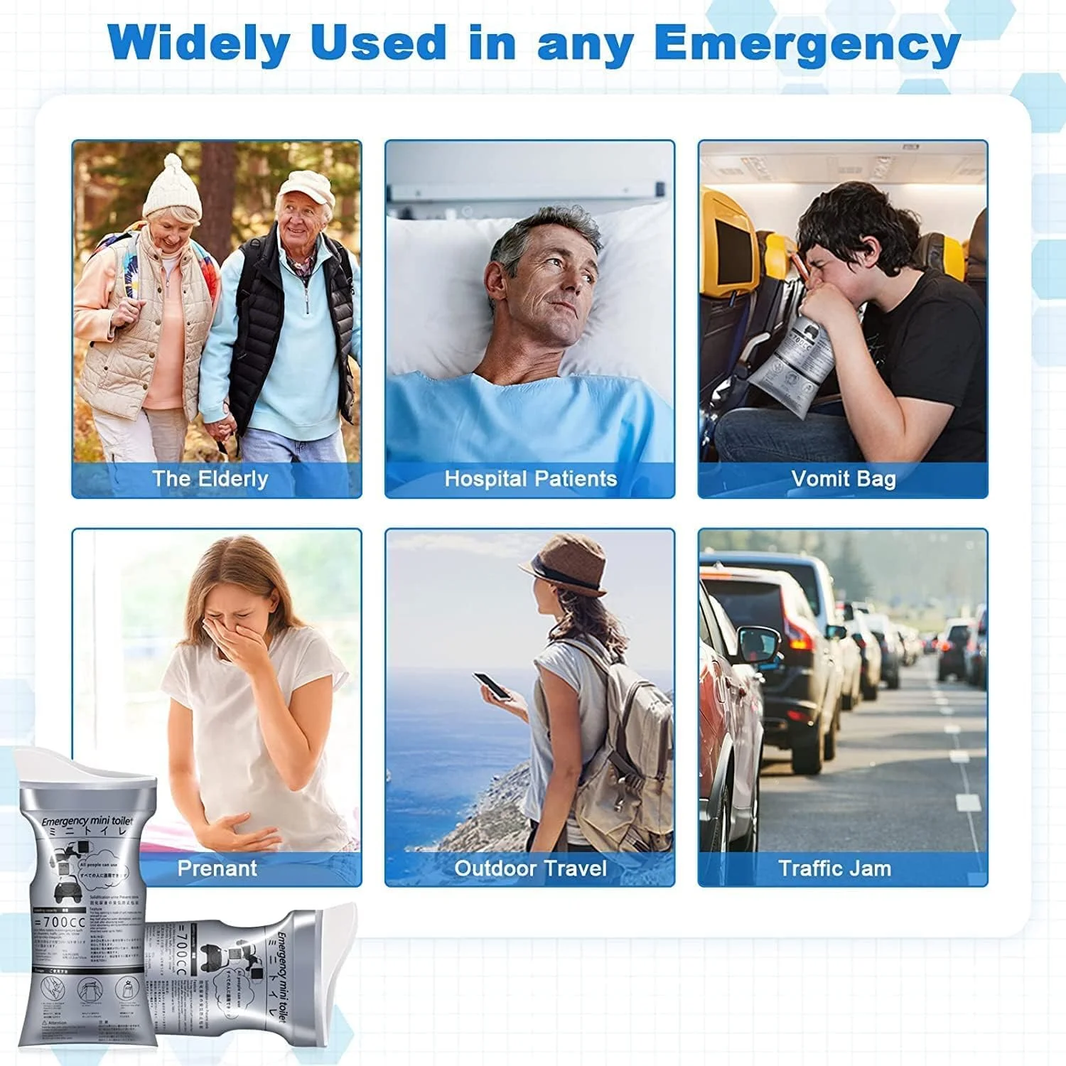 MIXDE 12 Pack 700ML Disposable Urinal Bag, Portable Camping Pee Bags, Travel Pee Bags, Traffic Jam Emergency Portable Urine Bag, Vomit Bags, for Men Women Kids Children Patient- Grey MIXDE 12 Pack 700ML Disposable Urinal Bag, Portable Camping Pee Bags, Travel Pee Bags, Traffic Jam Emergency Portable Urine Bag, Vomit Bags, for Men Women Kids Children Patient- Grey