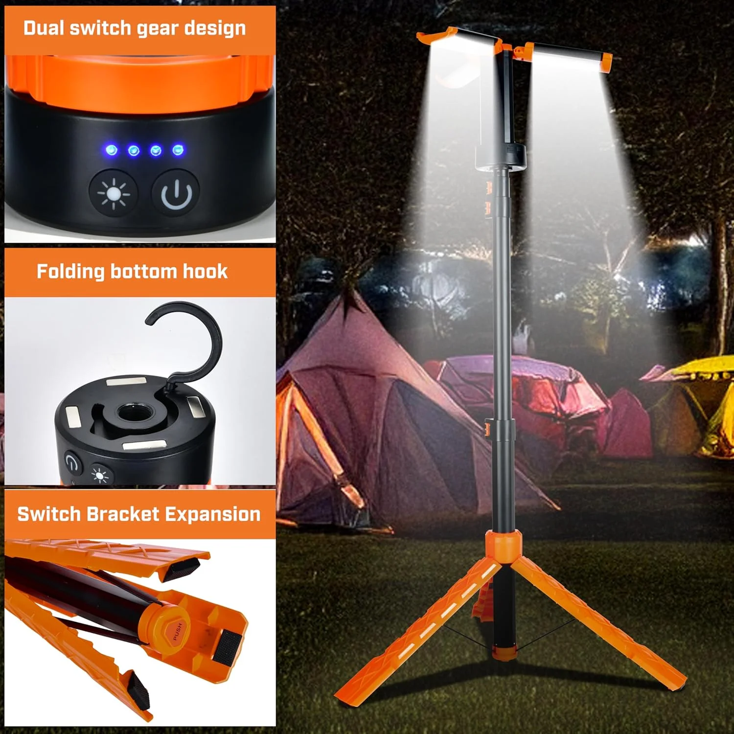 چراغ کمپینگ KSEIBI – چراغ LED کمپینگ قابل شارژ 10000mAh با پایه، طراحی تلسکوپی قابل تنظیم، پایه مغناطیسی داخلی، چراغ قابل حمل ضد آب برای پیاده روی، کمپینگ، ماهیگیری و استفاده در فضای باز چراغ کمپینگ KSEIBI – چراغ LED کمپینگ قابل شارژ 10000mAh با پایه، طراحی تلسکوپی قابل تنظیم، پایه مغناطیسی داخلی، چراغ قابل حمل ضد آب برای پیاده روی، کمپینگ، ماهیگیری و استفاده در فضای باز