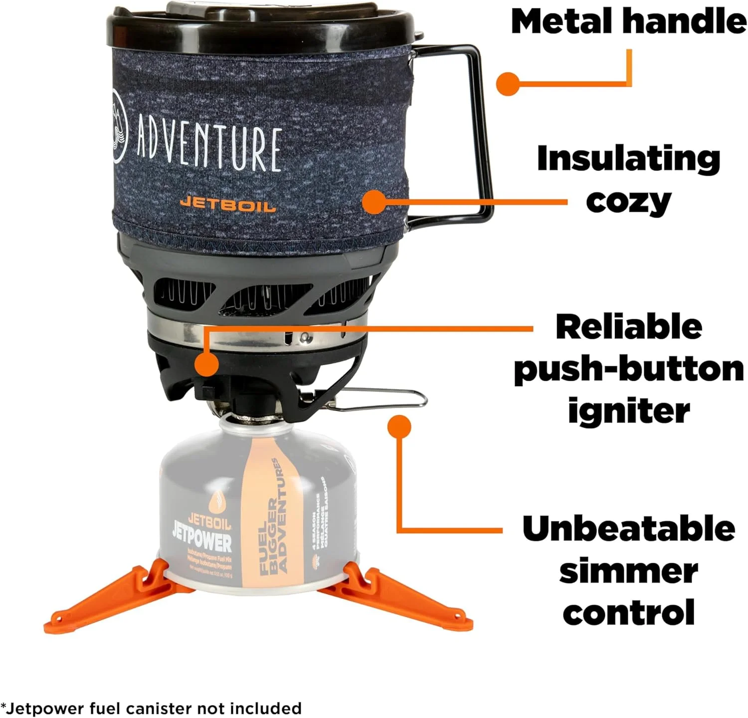 سیستم پخت و پز اجاق گاز کمپینگ و کوله گردی Jetboil MiniMo با کنترل حرارت قابل تنظیم (Adventure)
