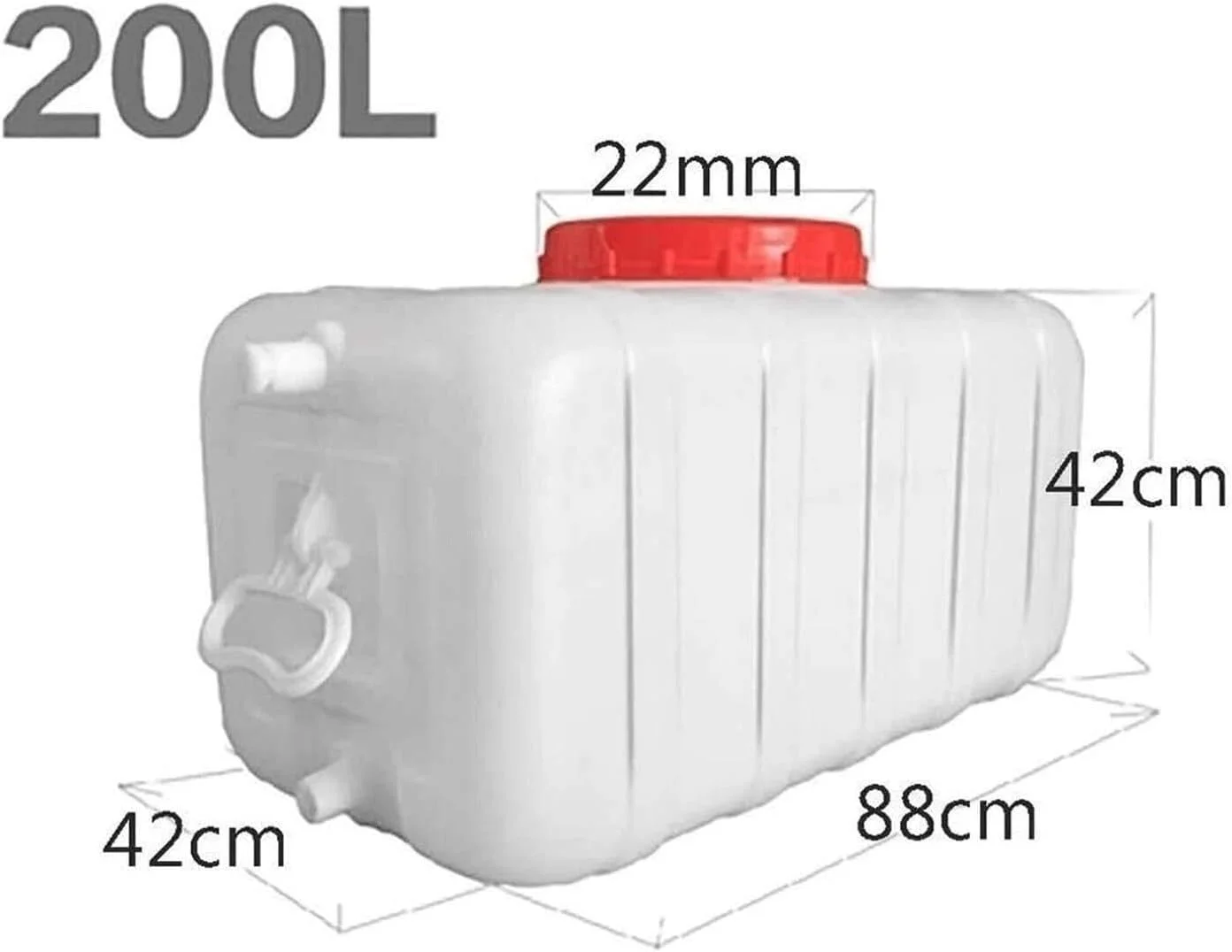 مخزن آب افقی مربعی IJHGH، مخزن ذخیره آب با ظرفیت بزرگ 25 لیتر/50 لیتر/100 لیتر/150 لیتر/200 لیتر، مخزن آب افقی ضخیم، تخمیر کننده با درب، سطل پلاستیکی مواد غذایی