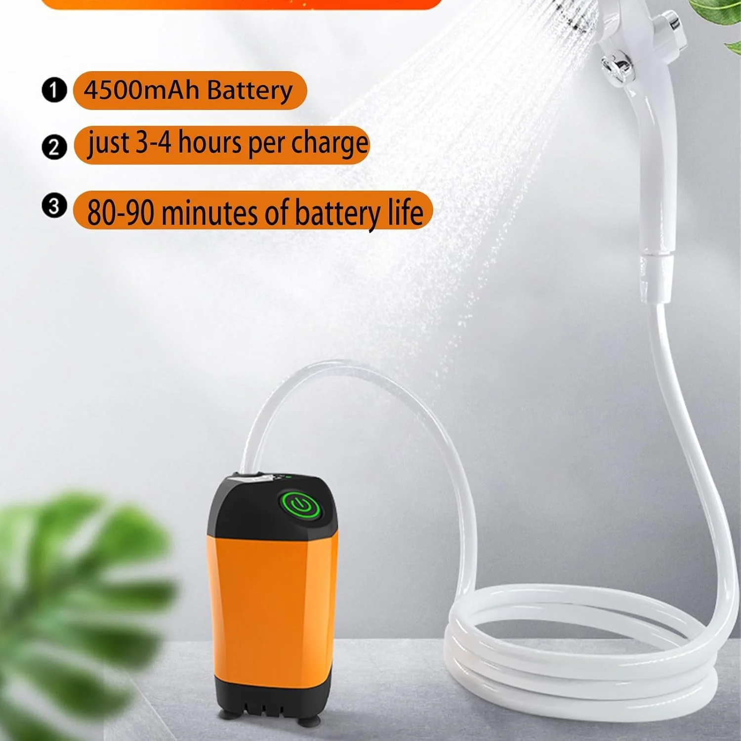دوش برقی شارژی JoyChong، نمایشگر LED، حالت های اسپری چندگانه، دوش قابل حمل برای کمپینگ و پیاده روی در فضای باز (نارنجی) دوش برقی شارژی JoyChong، نمایشگر LED، حالت های اسپری چندگانه، دوش قابل حمل برای کمپینگ و پیاده روی در فضای باز (نارنجی)