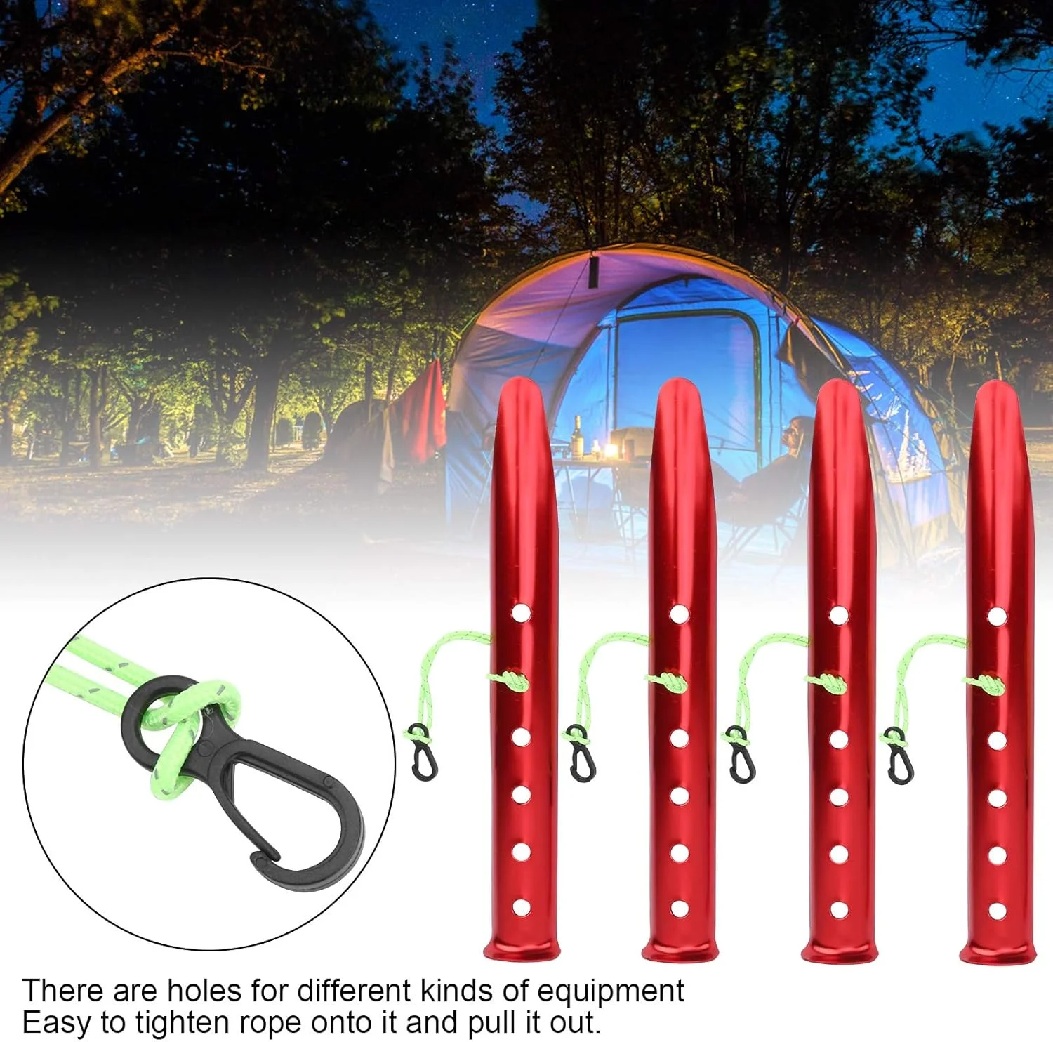 میخ چادر برفی Junlucki، میخ های کمپینگ آلیاژ آلومینیوم سنگین، 4 عدد میخ چادر، برای سایبان فضای باز