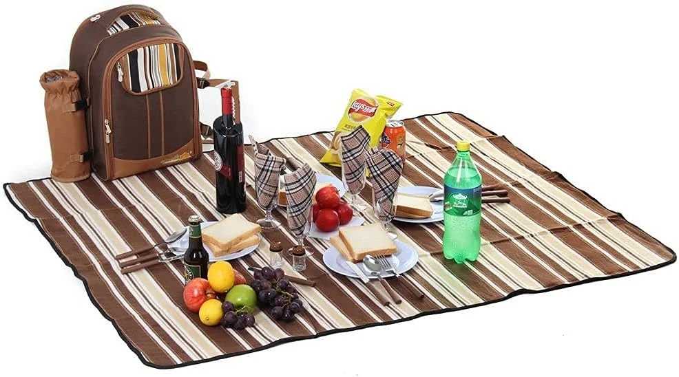 کیف کوله پشتی پیک نیک Hap Tim برای 4 نفر با محفظه خنک کننده، بطری جداشدنی، پتو پشمی، بشقاب و ست کارد و چنگال، مناسب برای فضای باز، ورزش، پیاده روی، کمپینگ، باربیکیو (AE-3065)