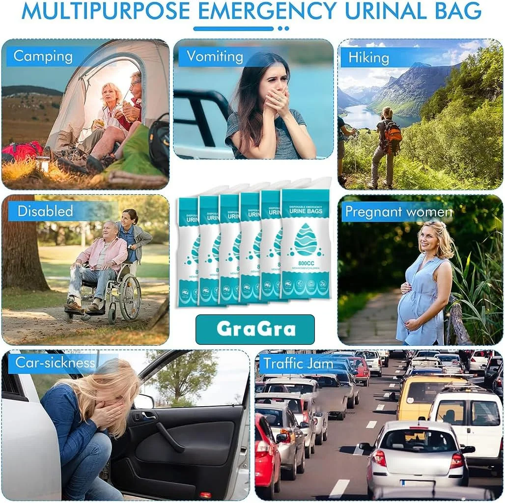 GraGra Camping Toilet Bags, Disposable Urinal Bag, Pee Bags for Camping, Pee Bags for Travel for Women and Men, Emergency Portable Urine Bag During Traffic Jam Travel and Vomit Bags GraGra Camping Toilet Bags, Disposable Urinal Bag, Pee Bags for Camping, Pee Bags for Travel for Women and Men, Emergency Portable Urine Bag During Traffic Jam Travel and Vomit Bags