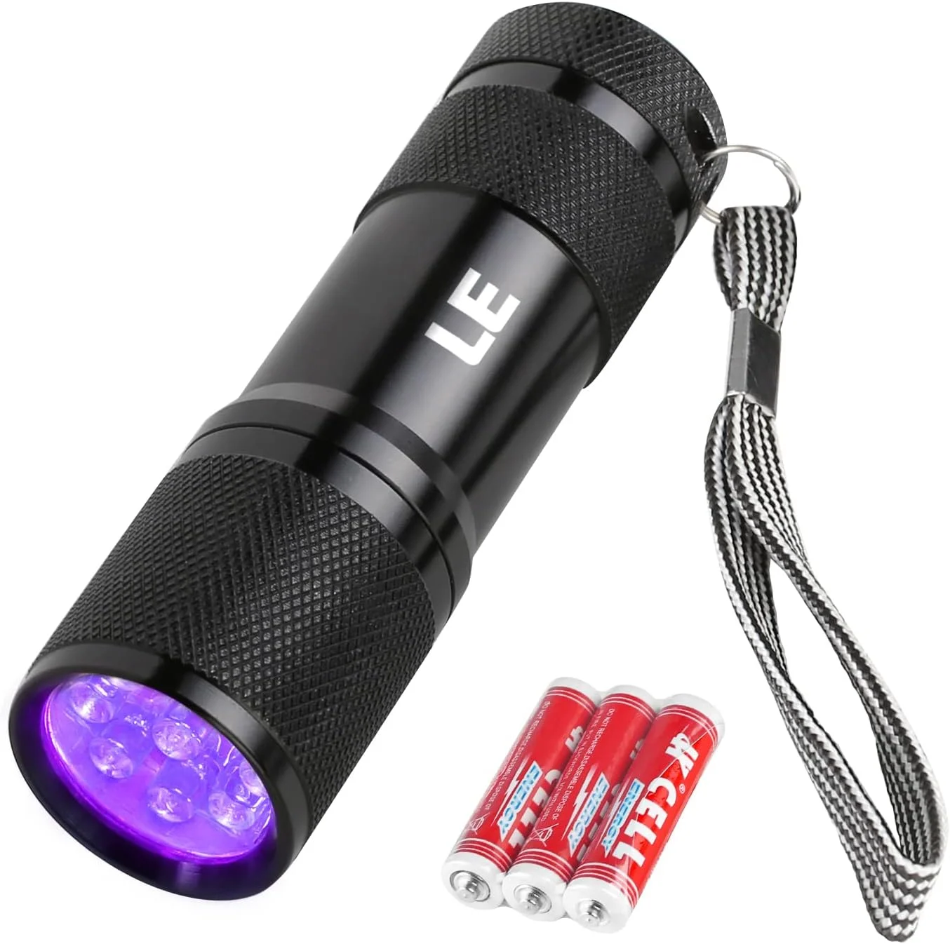 چراغ قوه UV Lepro، چراغ قوه UV نور سیاه، 9 LED 395 نانومتری، آشکارساز نور سیاه برای ادرار حیوانات خانگی، لکه، ساس، عقرب و موارد دیگر، چراغ قوه فرابنفش مینی، شامل 3 عدد باتری AAA