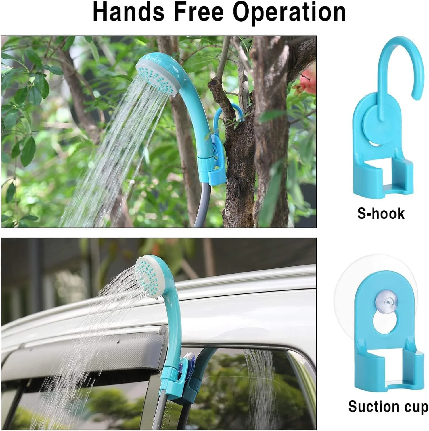 GGEROU Portable Camping Shower Kit, Outdoor Shower Pump with Bucket,Shower & Head Sprayer,Battery Powered Camping Showerhead with Rechargeable Battery for Pet, Camping, Hiking, Traveling,Car Washing