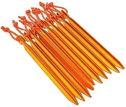 میخ چادر، میخ های آلومینیومی سبک وزن با طناب بازتابنده تجهیزات کمپینگ ساحلی در فضای باز 10 عددی