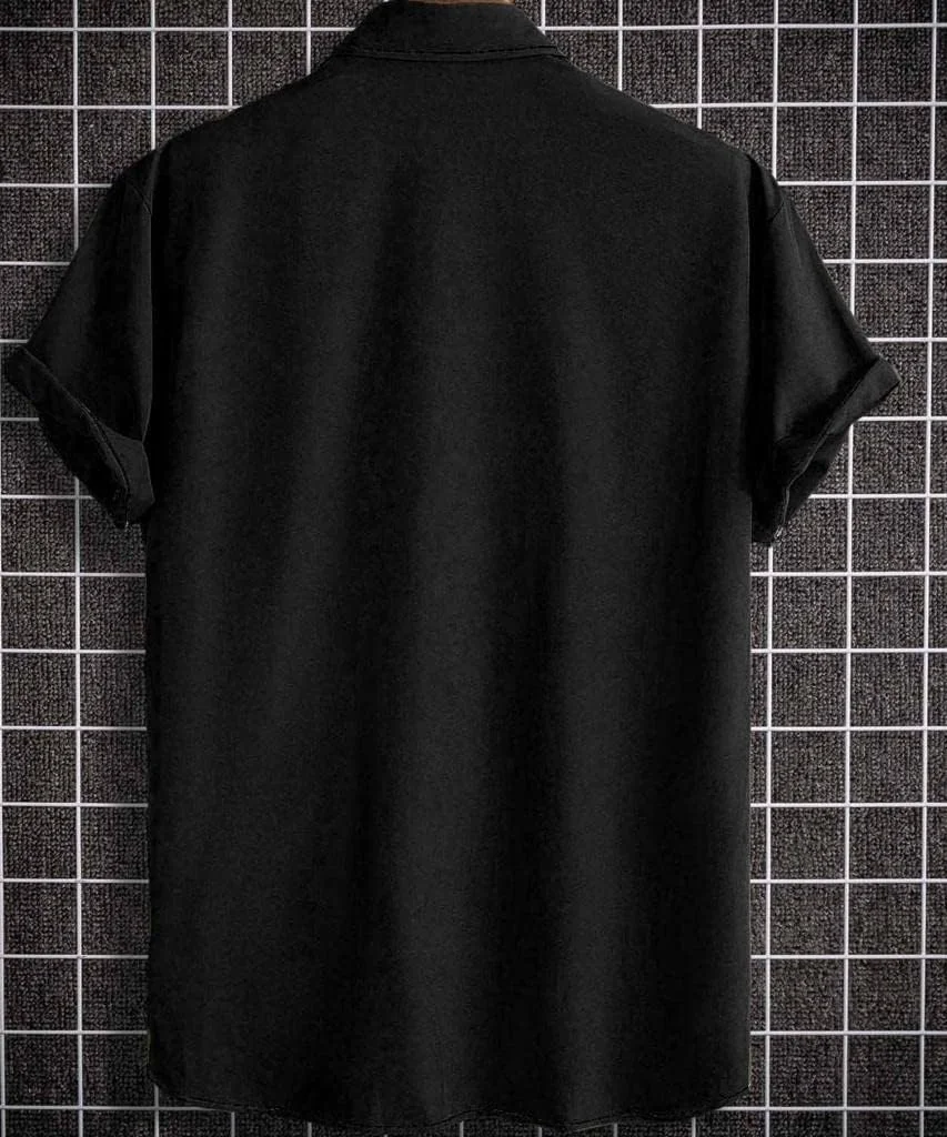 پیراهن مردانه GRECIILOOKS، ترکیب ریون، مدل معمولی (مشکی، بزرگ)