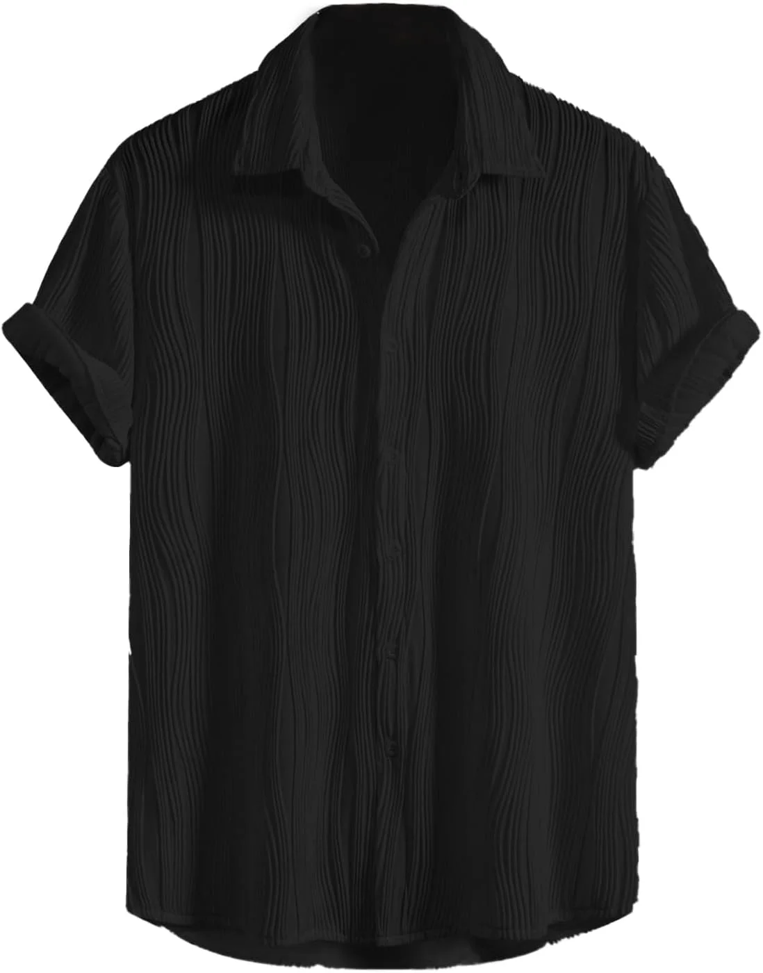 پیراهن مردانه نخی مشکی با بافت منظم GRECIILOOKS (GL-MS-6159-XL-BLACK)