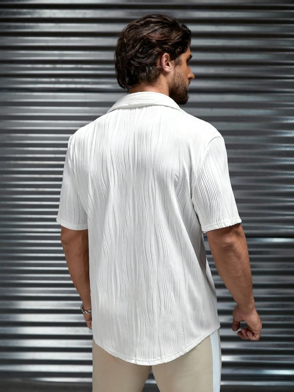 پیراهن مردانه مشکی بافت دار GRECIILOOKS (GL-MS-6158-XL-WHITE)