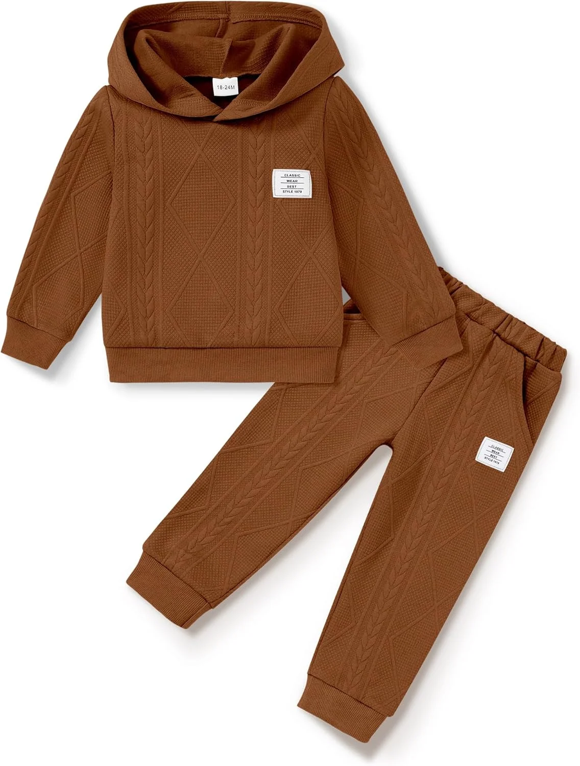 ست لباس پسرانه بچه گانه ZOEREA، هودی آستین بلند و شلوار، رنگ ثابت، سایز 1 تا 5 سال