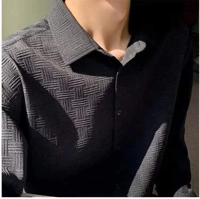 پیراهن مردانه مشکی بافت دار غیر رسمی GRECIILOOKS پیراهن مردانه مشکی بافت دار غیر رسمی GRECIILOOKS