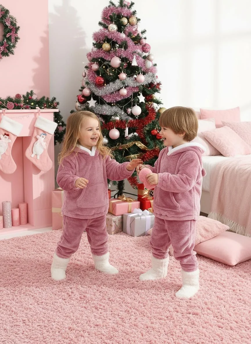 ست لباس گرم پشمی پسرانه WISREMT مناسب پاییز و زمستان، شامل هودی و شلوار گرم و نرم، سایز 1 تا 5 سال