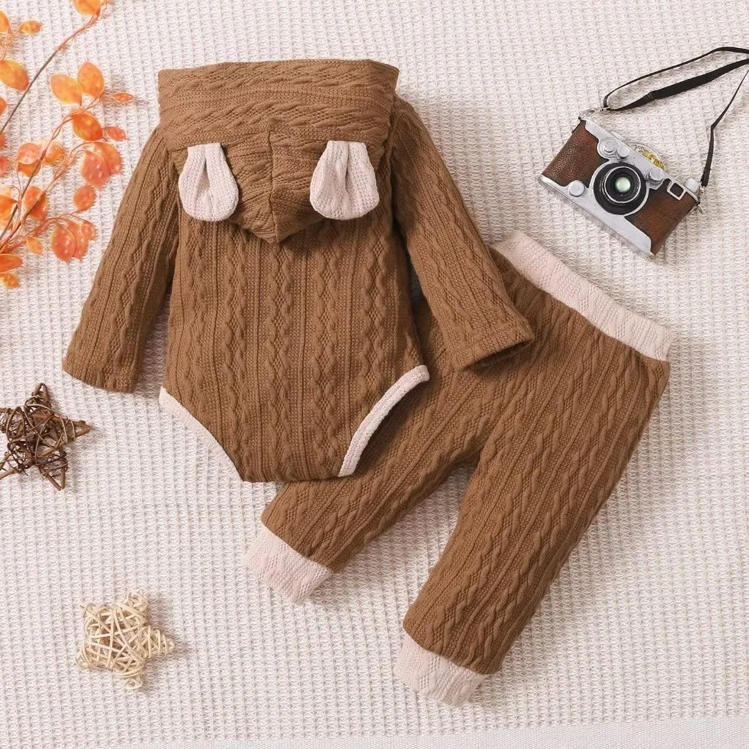 لباس پسرانه نوزادی Tepuce، ست لباس پاییزی و زمستانی پسرانه، هودی آستین بلند و شلوار 2 تکه