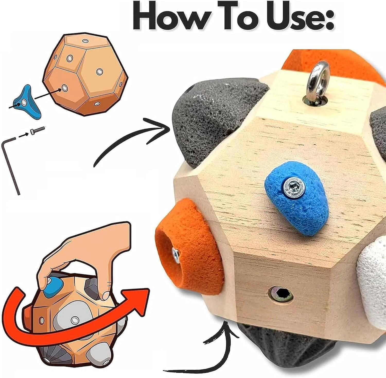 TSWCBYYLB Handcrafted Rock Climbing Boulder Block Ball Finger Strength Training Grip Equipment