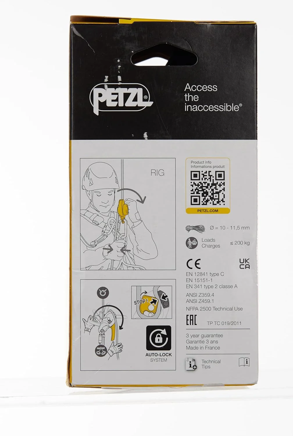 ابزار فرود خود ترمز Petzl Rig با سیستم قفل خودکار، زرد