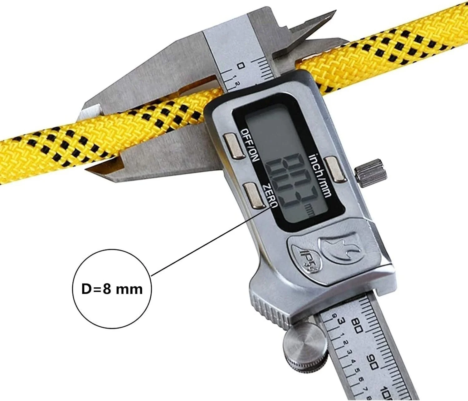 طناب صخره نوردی 8 میلی متری مناسب فضای باز 10 متری (32 فوت) 20 متری (66 فوت) 50 متری (164 فوت) 100 متری (328 فوت) 200 متری (656 فوت) طناب استاتیک برای صخره نوردی، تجهیزات نجات آتش نشانی و چتر بازی