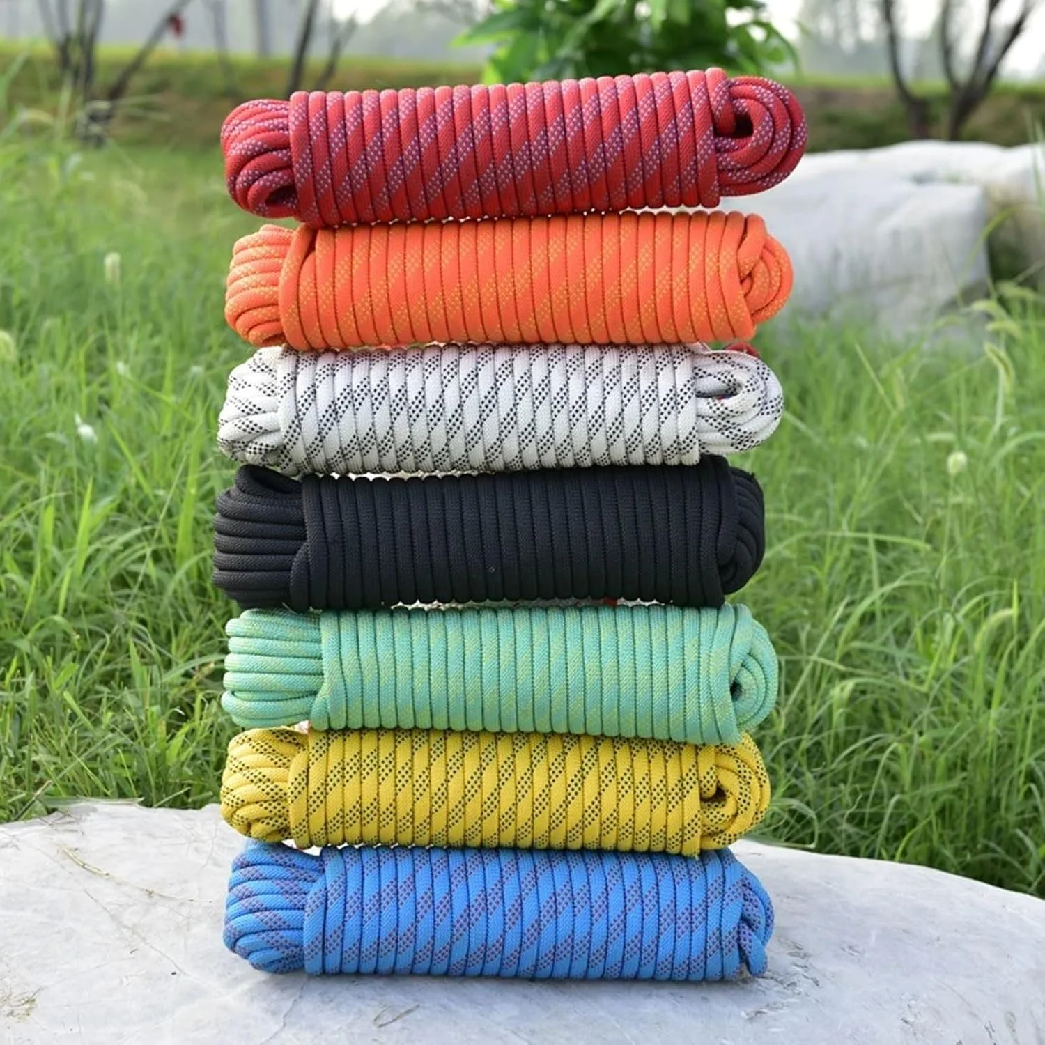 طناب صخره نوردی 8 میلی متری مناسب فضای باز 10 متری (32 فوت) 20 متری (66 فوت) 50 متری (164 فوت) 100 متری (328 فوت) 200 متری (656 فوت) طناب استاتیک برای صخره نوردی، تجهیزات نجات آتش نشانی و چتر بازی