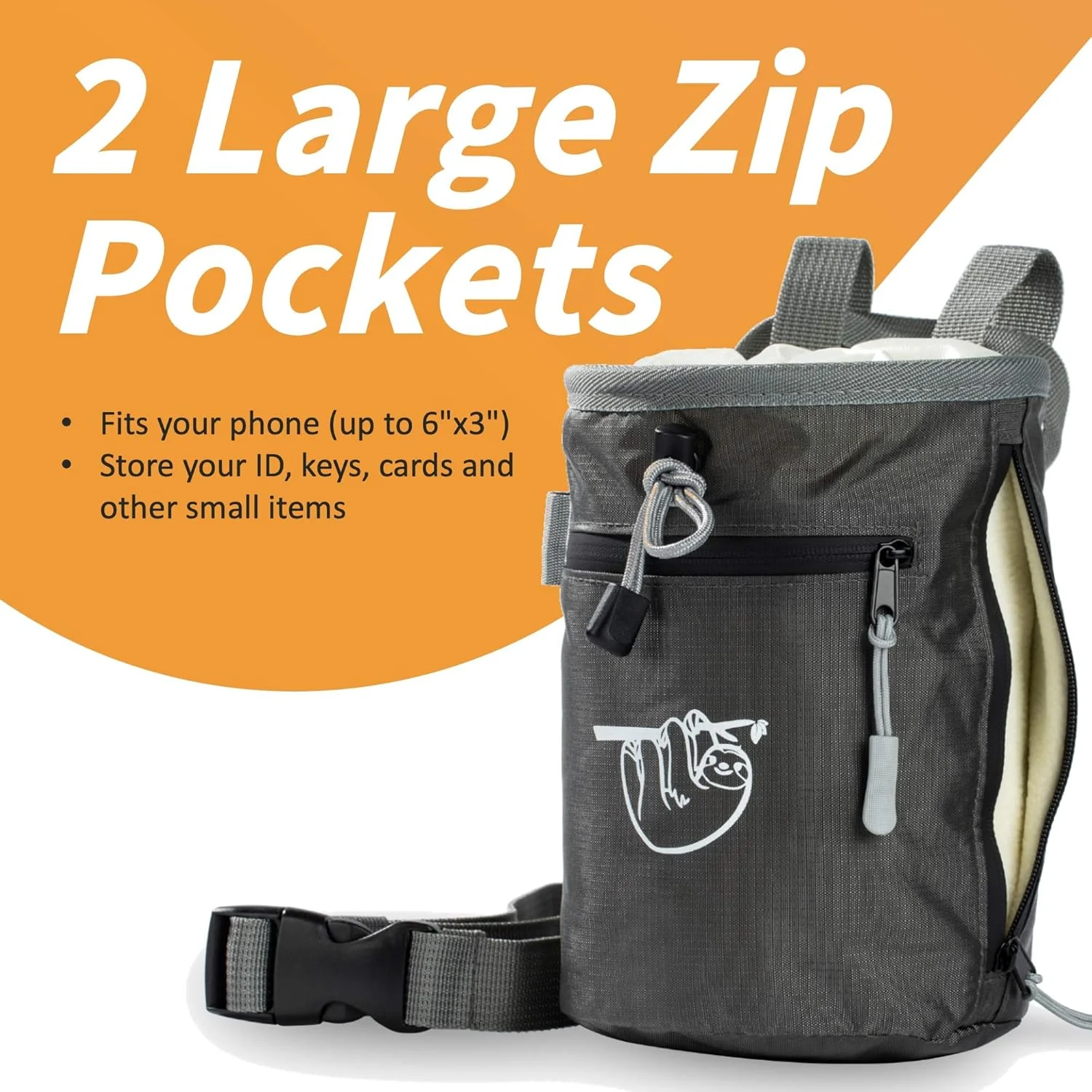 کیسه پودر برای صخره نوردی، کیسه پودر برای بولدرینگ با 2 جیب بزرگ زیپ دار، کیسه پودر باشگاه ورزشی ممتاز برای وزنه برداری، هدیه ای عالی و تجهیزات صخره نوردی