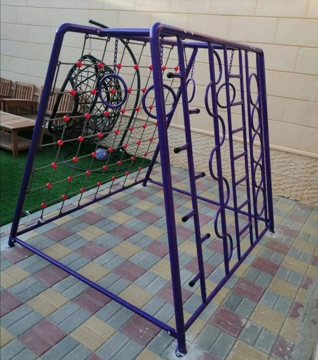 دیواره سنگ نوردی با گیره، اسباب بازی محبوب کودکان، تجهیزات ورزشی، فلزی با تور برای کودکان