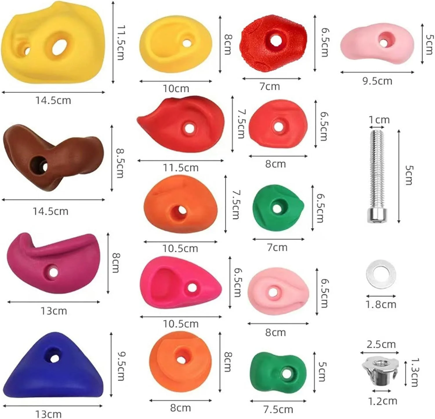 گیره های سنگ نوردی جافیست برای کودکان و بزرگسالان، گیره های دیواره سنگ نوردی، چند اندازه و رنگ، برای مجموعه بازی زمین بازی داخلی و خارجی، با 32 مجموعه سخت افزار نصب و 1 عدد آچار شش گوش