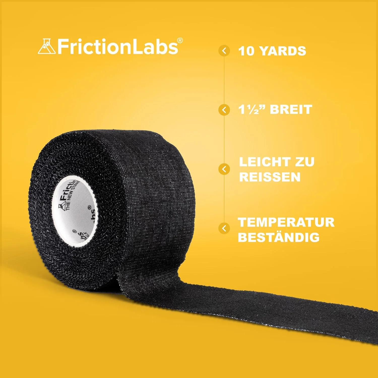 نوار انگشت ورزشی Friction Labs - نوار سنگ نوردی برای محافظت از پوست - نوار اکسید روی 1.5 اینچی - نوار ورزشی محافظ - پاره شدن آسان، چسبندگی قوی - بسته بندی قابل بازیافت - 10 یارد