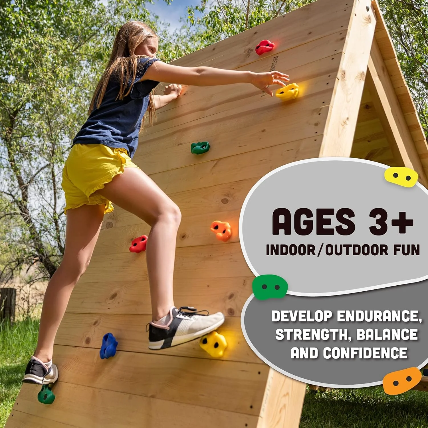 بسته 20 عددی گیره سنگنوردی کودکانه KASTWAVE، شامل لوازم نصب برای نصب 1 اینچی، گیره های سنگنوردی برای زمین بازی سرپوشیده و روباز