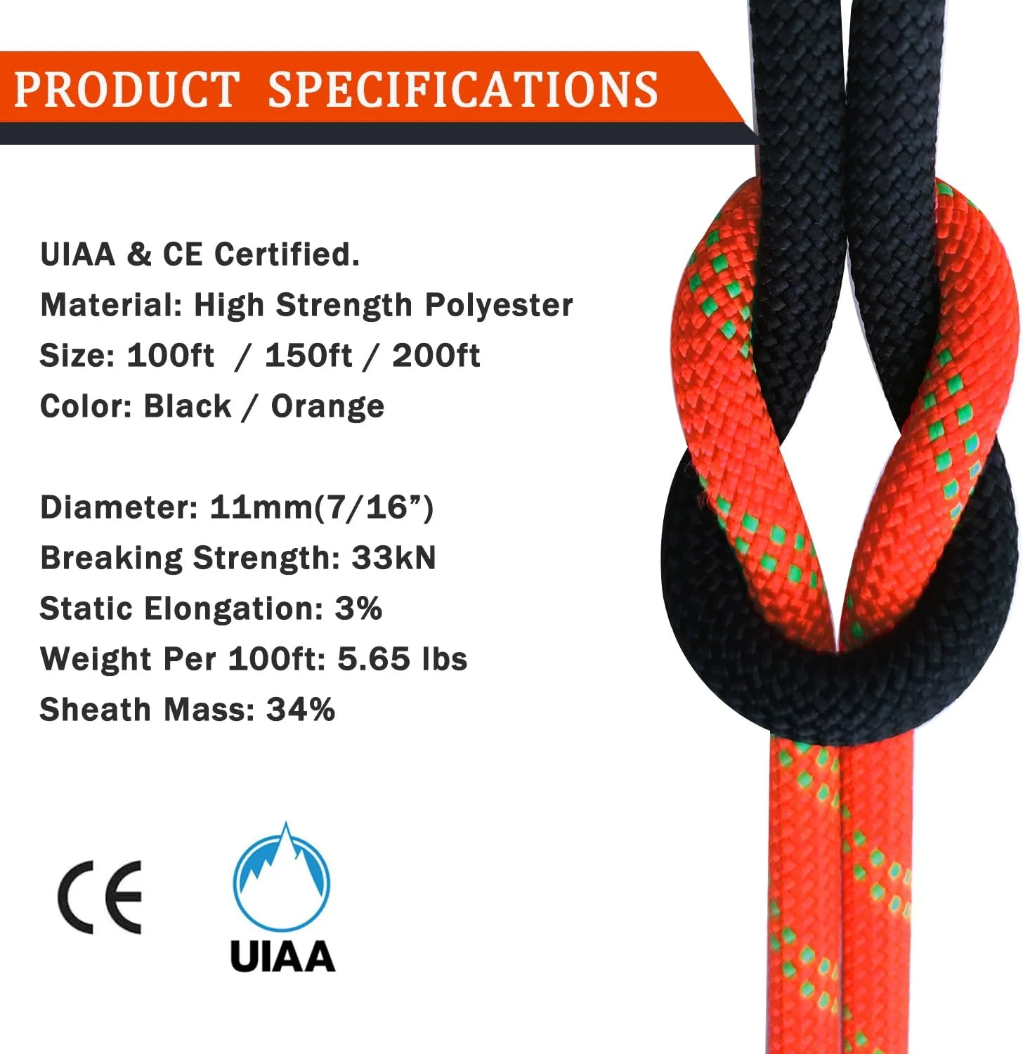 طناب استاتیک صعود Fearless Courage، طناب فرود UIAA، 11 میلی متر، 30، 45 و 60 متری، طناب هسته نایلونی برای صخره نوردی، درخت نوردی کوهستانی، حمل بار، نجات و تجهیزات کوهنوردی طناب استاتیک صعود Fearless Courage، طناب فرود UIAA، 11 میلی متر، 30، 45 و 60 متری، طناب هسته نایلونی برای صخره نوردی، درخت نوردی کوهستانی، حمل بار، نجات و تجهیزات کوهنوردی