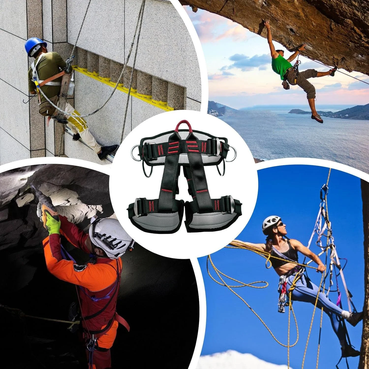 Climbing Harness | Rescuing Harnesses Adjustable - Waist Safety Belts Equipment for Tree Outdoor Training Caving Rock Climbing Rappelling