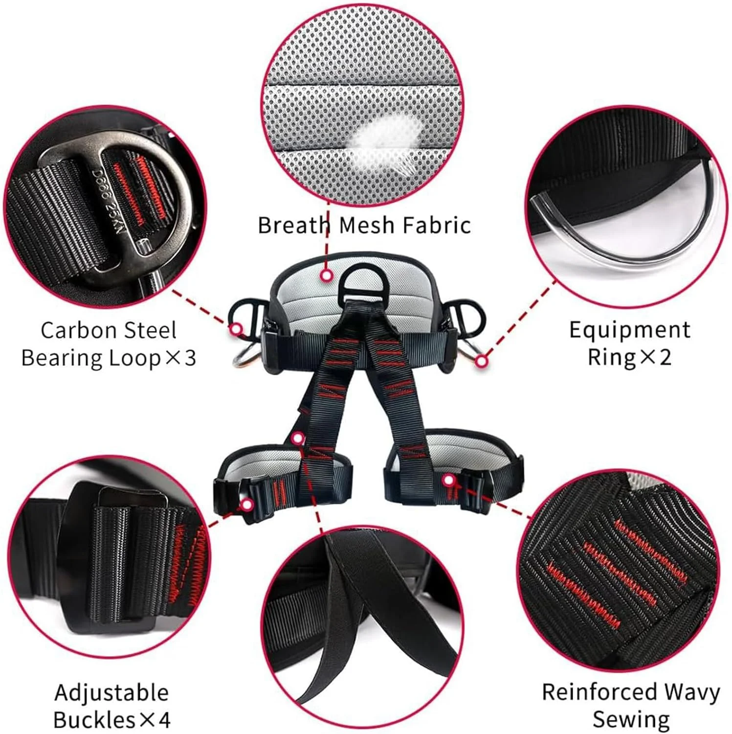 Climbing Harness | Rescuing Harnesses Adjustable - Waist Safety Belts Equipment for Tree Outdoor Training Caving Rock Climbing Rappelling