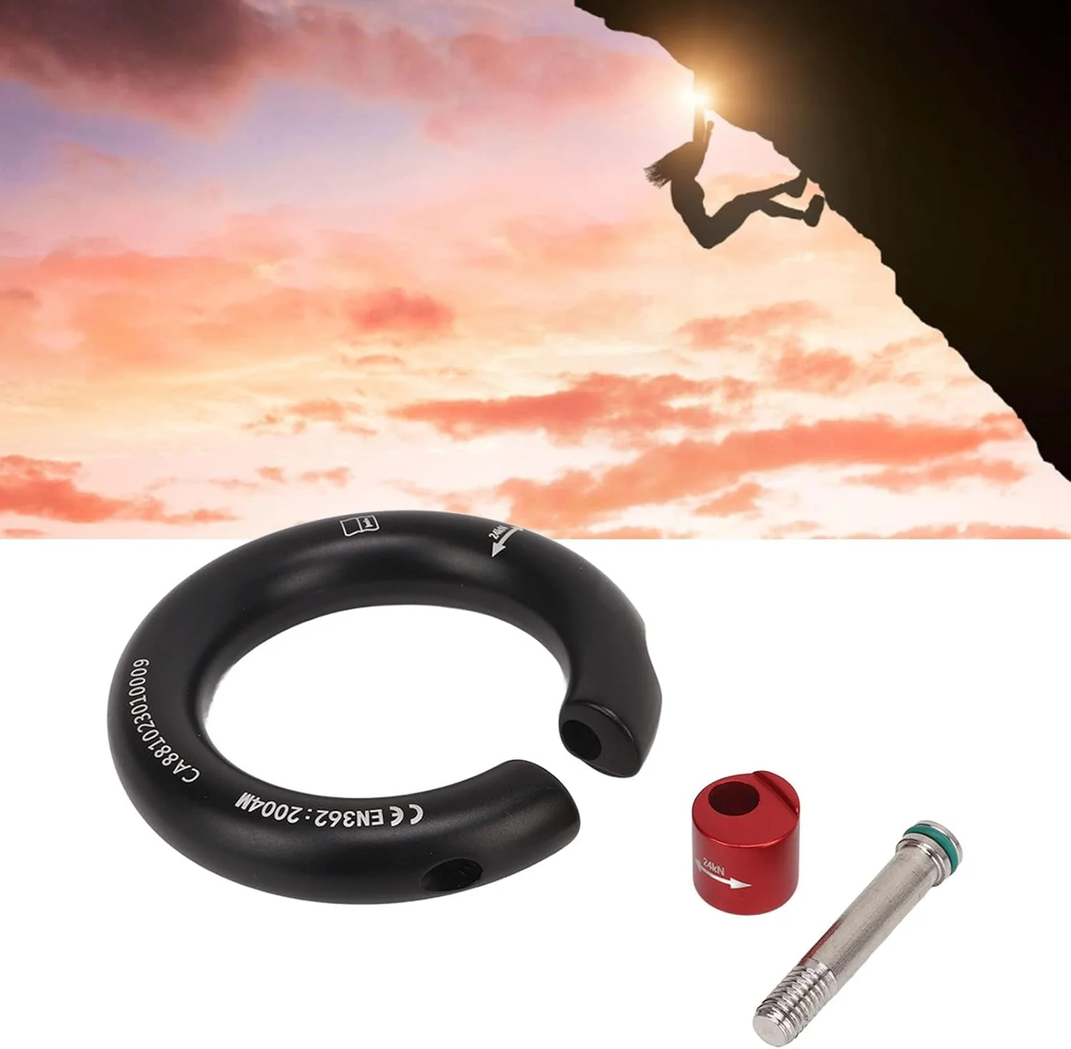 حلقه فرود سنگ نوردی، نیروی شکست کارآمد 2400 کیلوگرمی، نیروی یکنواخت، جداشدنی، ایمن برای استفاده در کوهنوردی (مشکی) حلقه فرود سنگ نوردی، نیروی شکست کارآمد 2400 کیلوگرمی، نیروی یکنواخت، جداشدنی، ایمن برای استفاده در کوهنوردی (مشکی)