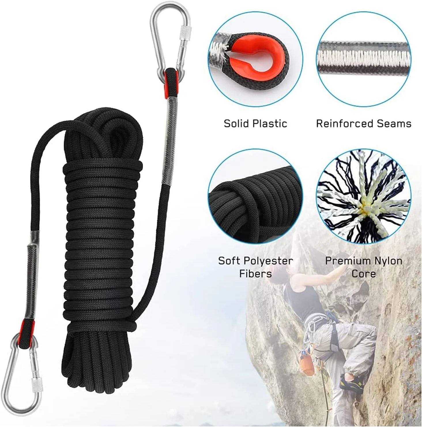 Climbing Rope 10mm Strong Static Rope Tree Climbing Gear Arborist Equipment Rock Climbing Heavy Duty Camping Rope Survival Equipment Outdoor Hunter Safety System Lifeline Climbing Rope 10mm Strong Static Rope Tree Climbing Gear Arborist Equipment Rock Climbing Heavy Duty Camping Rope Survival Equipment Outdoor Hunter Safety System Lifeline