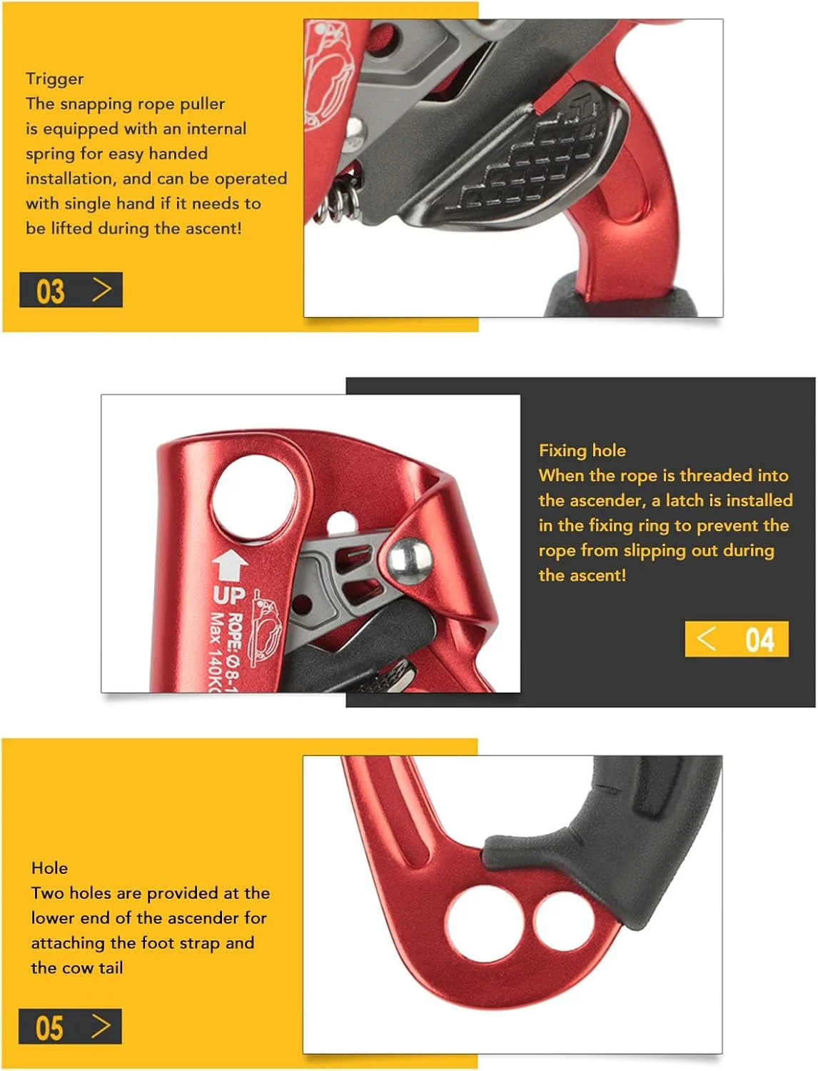 Hand Ascender Rock Climbing Tree Arborist Rappelling Gear Equipment Rope Clamp, Right Handled Ascender Mountaineering Rock Climber Ergonomic Rappelling Gear Equipment Hand Ascender Rock Climbing Tree Arborist Rappelling Gear Equipment Rope Clamp, Right Handled Ascender Mountaineering Rock Climber Ergonomic Rappelling Gear Equipment