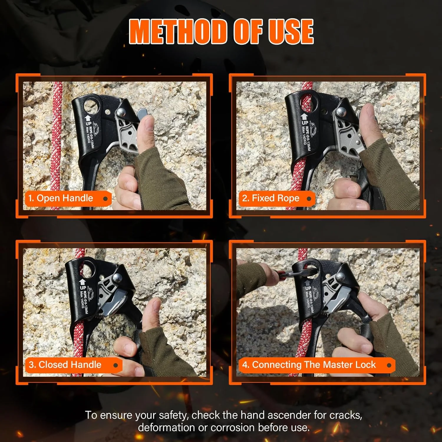 Hand Ascender High strength aluminum Alloy Climbing Ascender with Ergonomic Rubber Handle Strong Rappelling Gear Equipment for Rock Climbing Tree Arborist Rescue Mountaineering Caving Left Right Hand Hand Ascender High strength aluminum Alloy Climbing Ascender with Ergonomic Rubber Handle Strong Rappelling Gear Equipment for Rock Climbing Tree Arborist Rescue Mountaineering Caving Left Right Hand
