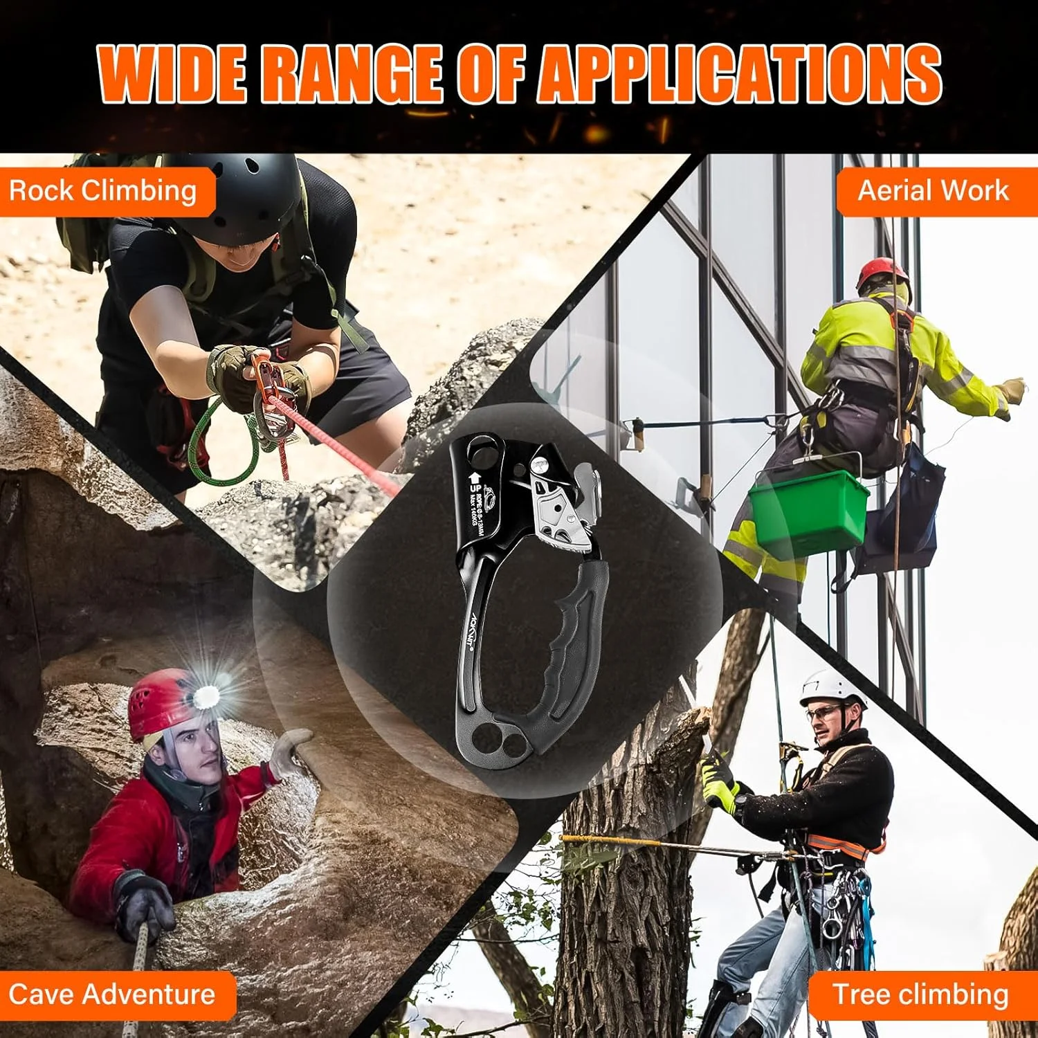 Hand Ascender High strength aluminum Alloy Climbing Ascender with Ergonomic Rubber Handle Strong Rappelling Gear Equipment for Rock Climbing Tree Arborist Rescue Mountaineering Caving Left Right Hand Hand Ascender High strength aluminum Alloy Climbing Ascender with Ergonomic Rubber Handle Strong Rappelling Gear Equipment for Rock Climbing Tree Arborist Rescue Mountaineering Caving Left Right Hand