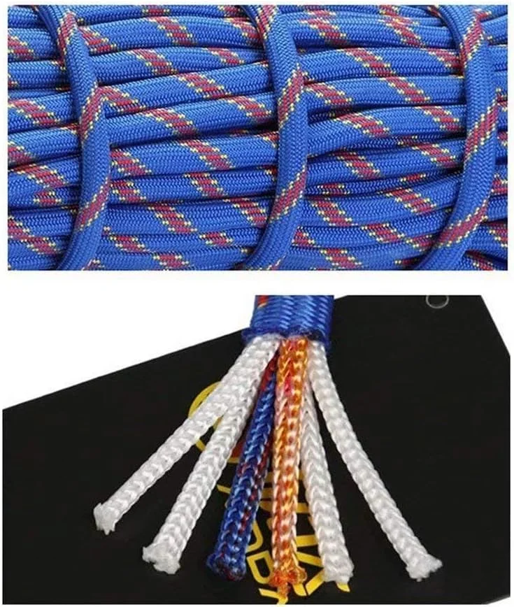 HXSMK Abseiling Rope Outdoor Safety Professional Rock Climbing Rope Cord Caving Rappelling Survival Auxiliary Cord Climbing Equipment with Carabiner blue HXSMK Abseiling Rope Outdoor Safety Professional Rock Climbing Rope Cord Caving Rappelling Survival Auxiliary Cord Climbing Equipment with Carabiner blue