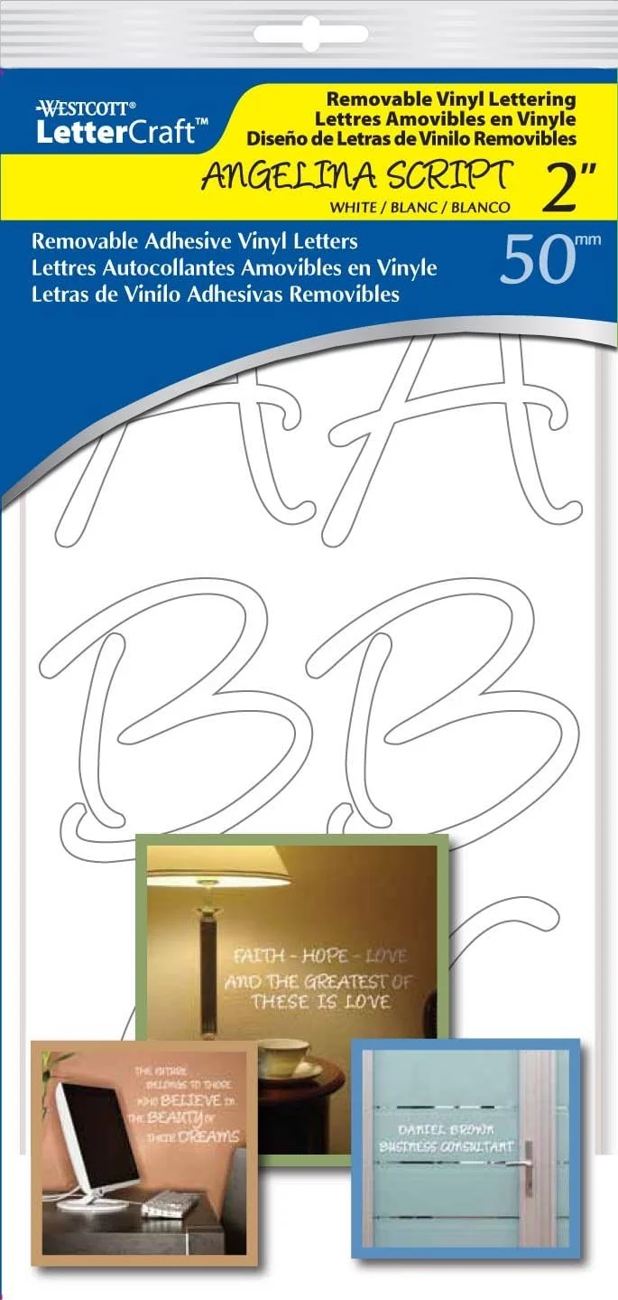 برچسب حروف وینیل جداشدنی وستکوت Letter Craft، فونت Angeline Script، سایز 2 اینچ، سفید (15824) برچسب حروف وینیل جداشدنی وستکوت Letter Craft، فونت Angeline Script، سایز 2 اینچ، سفید (15824)