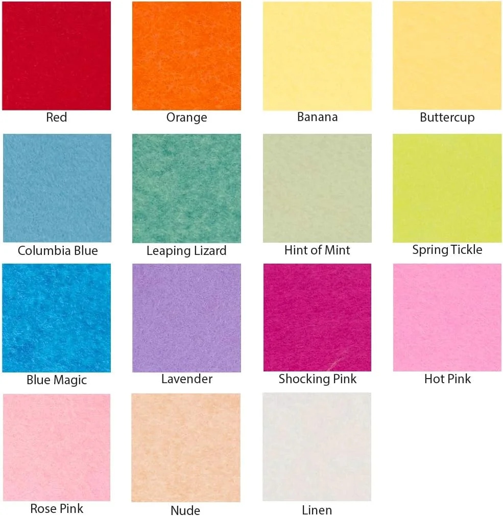 مجموعه ورقههای نمدی مخلوط پشم مرینوس Over the River Felt، پانزده رنگ آفتابی، 23x30 سانتیمتر مجموعه ورقههای نمدی مخلوط پشم مرینوس Over the River Felt، پانزده رنگ آفتابی، 23x30 سانتیمتر