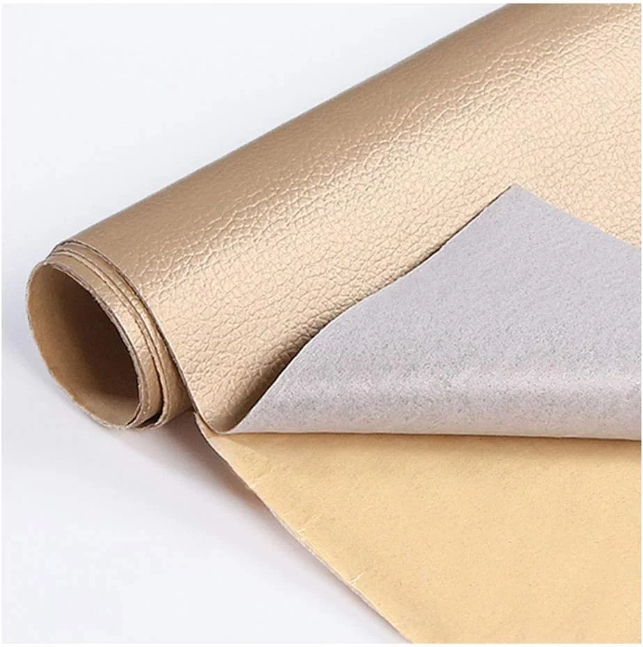 پارچه چرم مصنوعی دانه دار، چرم مصنوعی ضخیم، روکش پارچه ای بافت دار، چرم مصنوعی، نوار چرم مصنوعی خود چسب، وصله تعمیر چرم اصل - طلایی رز 5# 1.37x0.
