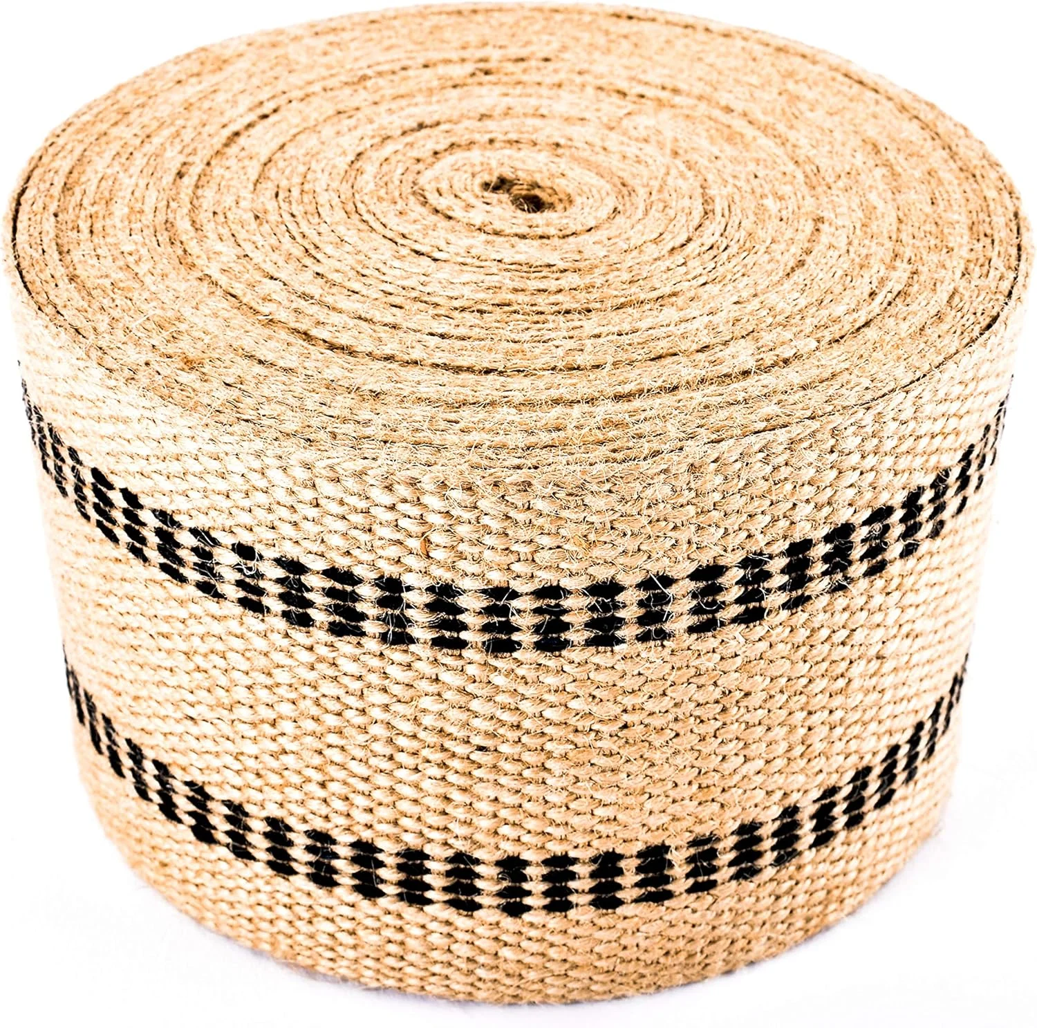 نوار کنفی روکشکاری/صنایع دستی GravitationOnline، عرض 9 سانتیمتر، طول 9 متر - طبیعی با نوارهای مشکی نوار کنفی روکشکاری/صنایع دستی GravitationOnline، عرض 9 سانتیمتر، طول 9 متر - طبیعی با نوارهای مشکی